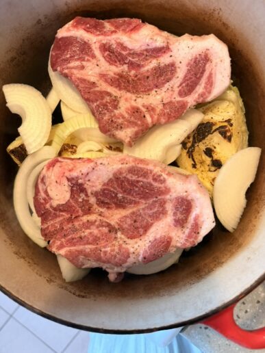 Pork Collar on Braised Cabbage and Onion